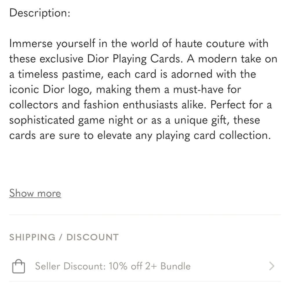One New Dior Single Playing Card - Picture 3 of 3
